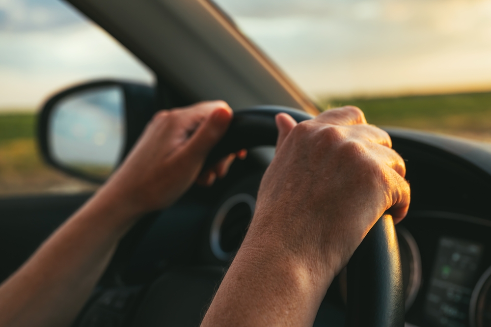 Traveling,through,countryside,by,your,own,car,,closeup,of,female